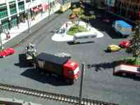 Truck moving in Berlin made of Lego pieces