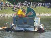 A boat with some sort of political protest