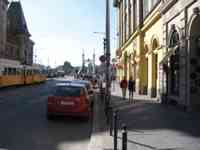 Urban street with streetcar