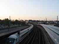 Multiple train tracks at station