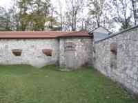 Aboveground door to prison, in wall of fort