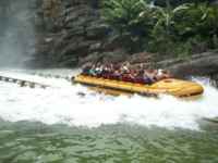 Wet people in boat