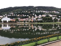 Hills across Smålungeren, the pond in the city park